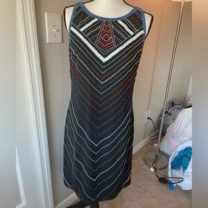 GIANNI BINI Black Dress with Multicolor Stripes
